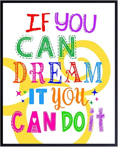 Motivational Quote Home Decor - Cute Mouse Inspirational Gift for Fans - Room decoration Wall Art Poster print for Boy, Girl or Kids Bedroom, Baby