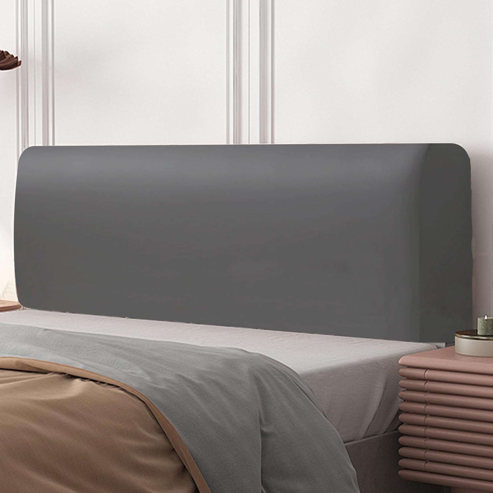 Funda para Cabecero,Cubre Cabecero Todo Incluido,Protector de Funda de Cabecera de Cama,Cubre Cabecero Protector Antipolvo para Cabecero (Gris, 150cm)