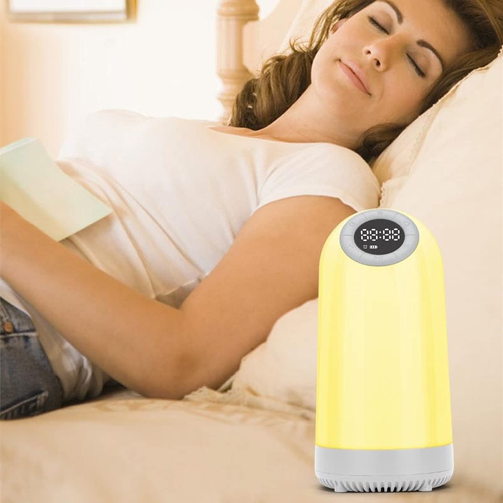 Touch Control Wake Up Lights Sveglia, Luce Notturna RGB, Altoparlante Bluetooth Senza Fili, Subwoofer Portatile, con Scheda/FM/AUX