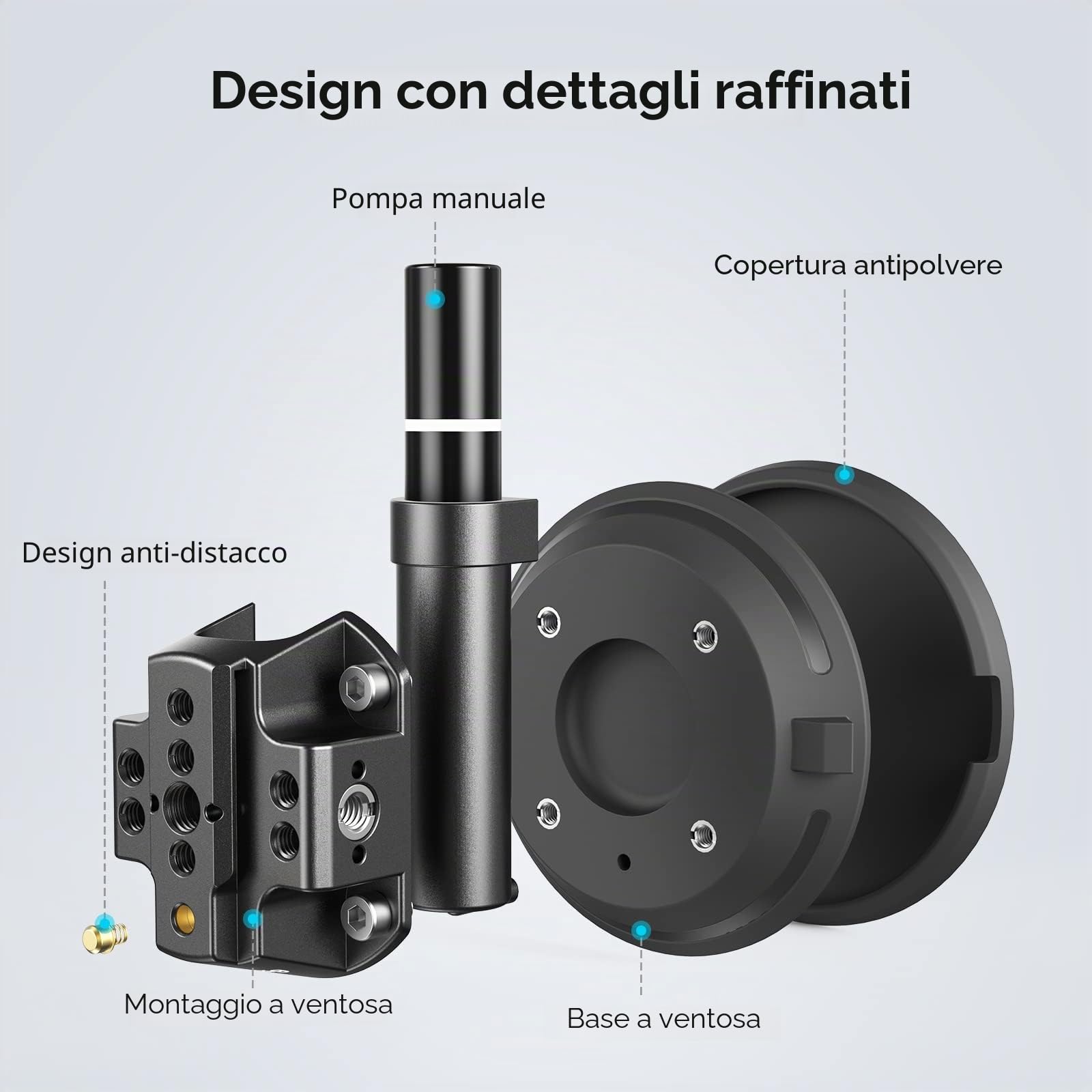 SMALLRIG Supporto per Fotocamera a Ventosa da 4'', Supporto per Auto per Fotocamere/Smartphone su Auto/Superfici Pulite e Lisce, Carico Massimo di 2 kg per Velocità Fino a 80 km/h (50 mph) - 4122B