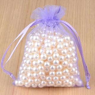 ORGEFY Lote de 100 Bolsas de Organza de 7x9, 9x12, 10x15 y 13x18 cm para Embalaje de Fiestas, Joyas, Bolsas con diseño, Color Violeta, 13 x 18 cm