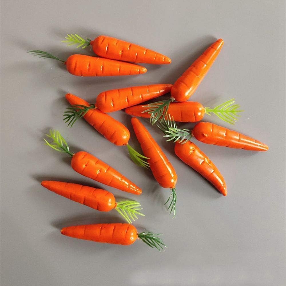 Yjemle 15Pcs Miniature Carrot Models, Artificial Vegetables for Mini Kitchen Decoration, Party Supplies