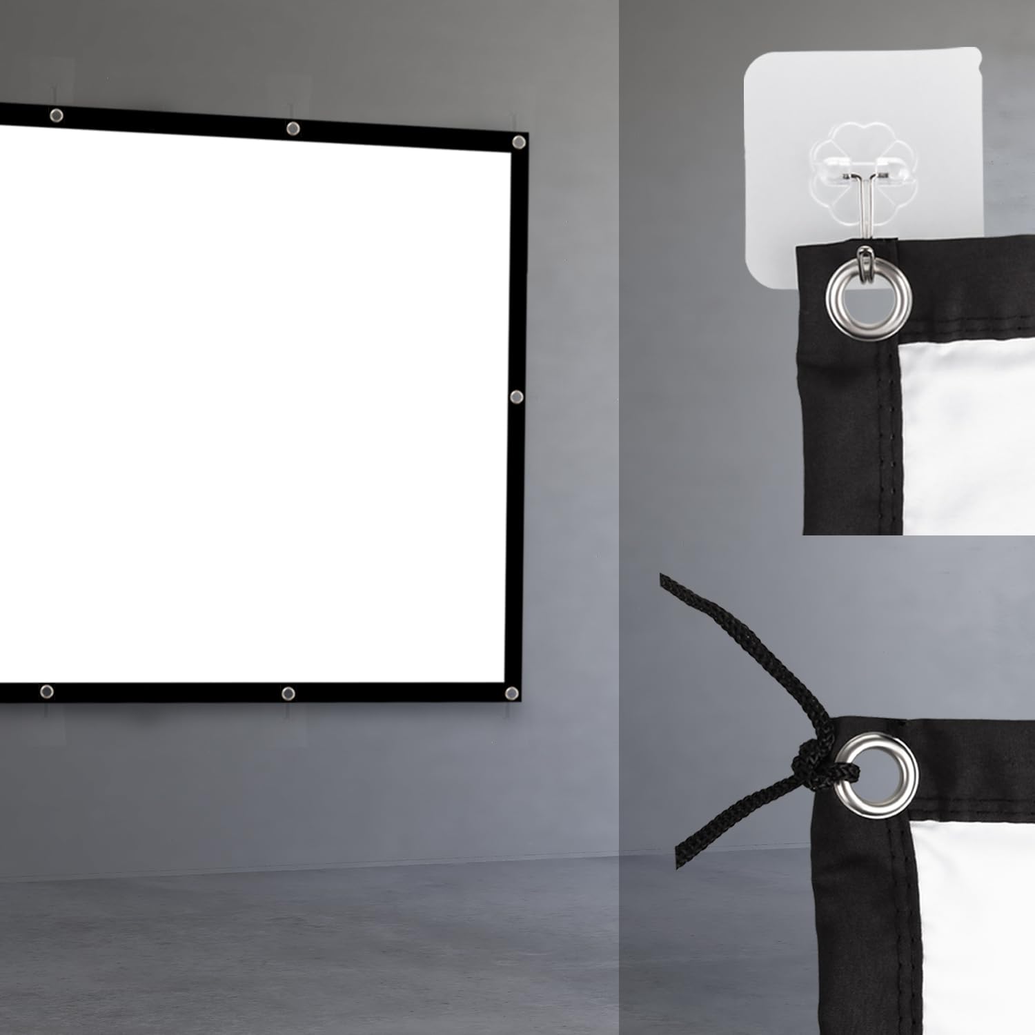 Maclean Pantalla de Proyección Portátil | Pantalla de Poliéster con Borde Negro de 25 mm | Ángulo de Visión de 179° | Fácil Instalación (150", 330x187cm, 16:9)
