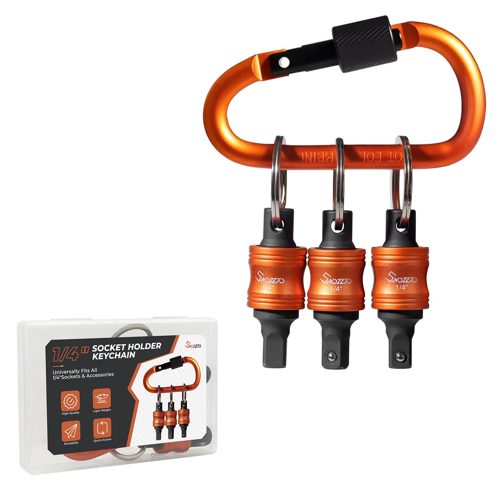 Photo 1 of 1/4" Socket Holder Keychain 3PCS Set,Heavy-Duty Toolbox,Drive Quick-Release Organizer with Locking Clip,Impact Wrench Accessories for Lineman,Electricians,Construction Crews & Industrial Pros