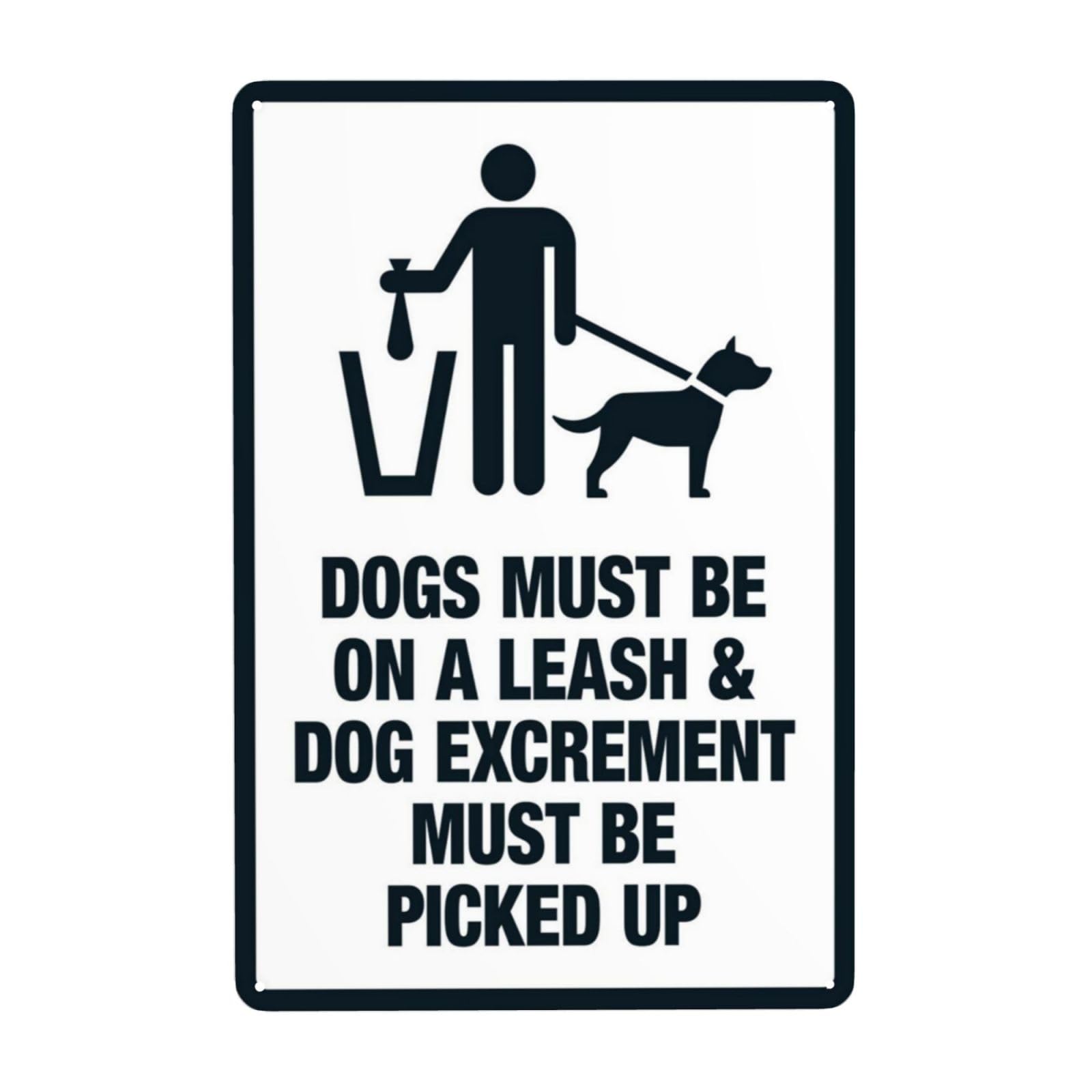 Dogs Must Be Leashed And Waste Picked Up Vintage Metal Pet Warning Sign 12x8 Inch