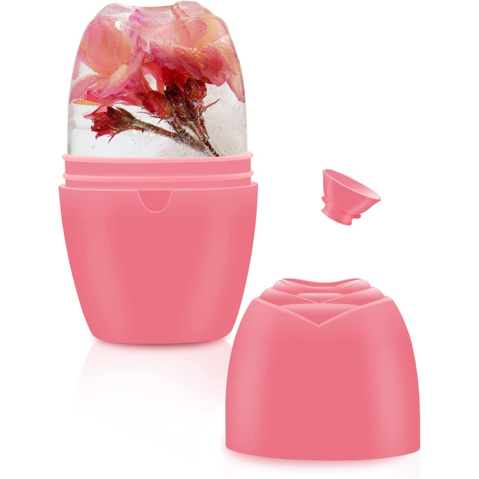 Face Ice Mold, Reusable Ice Mold for Face, Brighten Skin, Silicone Ice Face Roller Mold to Tighten & Tone Skin, Face Icer for Face Massage, Beauty Gifts for Women (pink)