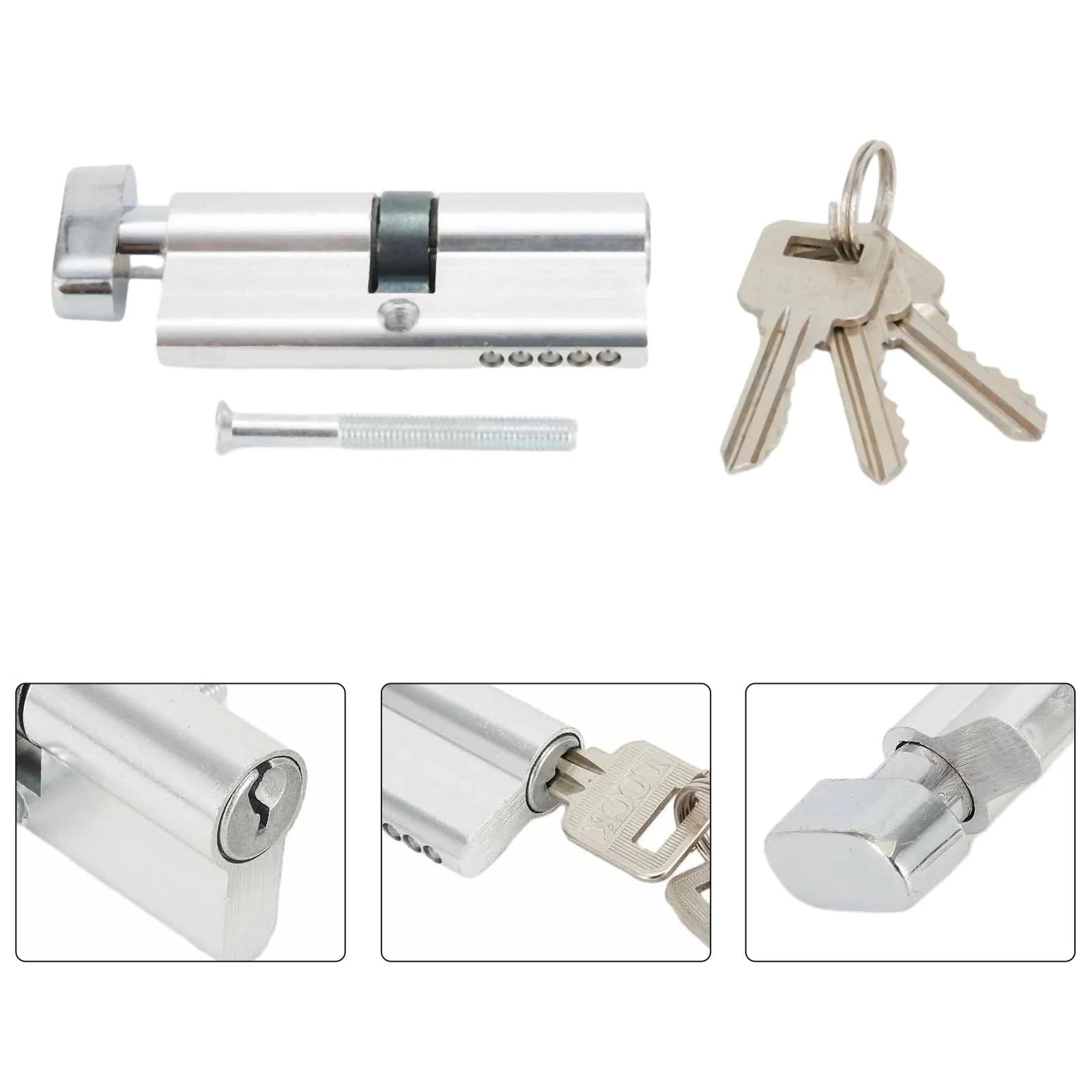 Domowy aluminiowy zamek do drzwi srebrny odcień cylindra sprzęt wewnętrzny aluminiowa szafka bezpieczeństwo meble zamki klucze 1 szt