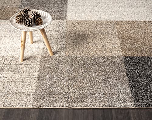 the carpet Pearl Modern dense short pile living room bedroom rug, Contour cut, Geometric pattern, Chequered, Beige, 120 x 160 cm - Image 6