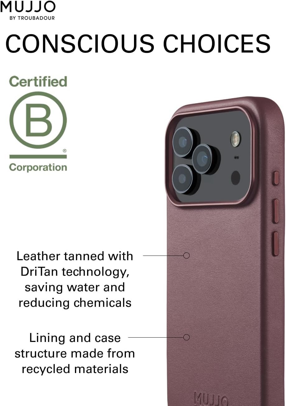 Mujjo Leather Case for iPhone 17 Pro – MagSafe Compatible - Bronze Red - Image 4