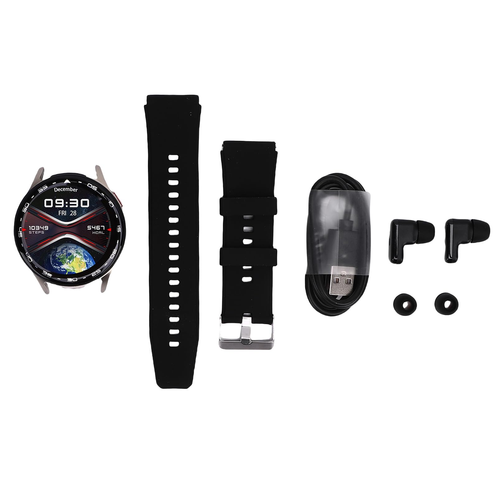 Garsent Montre Intelligente avec écouteurs, 2 en 1 Bluetooth Smartwatch avec écouteurs de Réduction de Bruit AI, Appel Bluetooth, IP67 Water Proof Sports Fitness Watch et écouteurs pour (Silver)