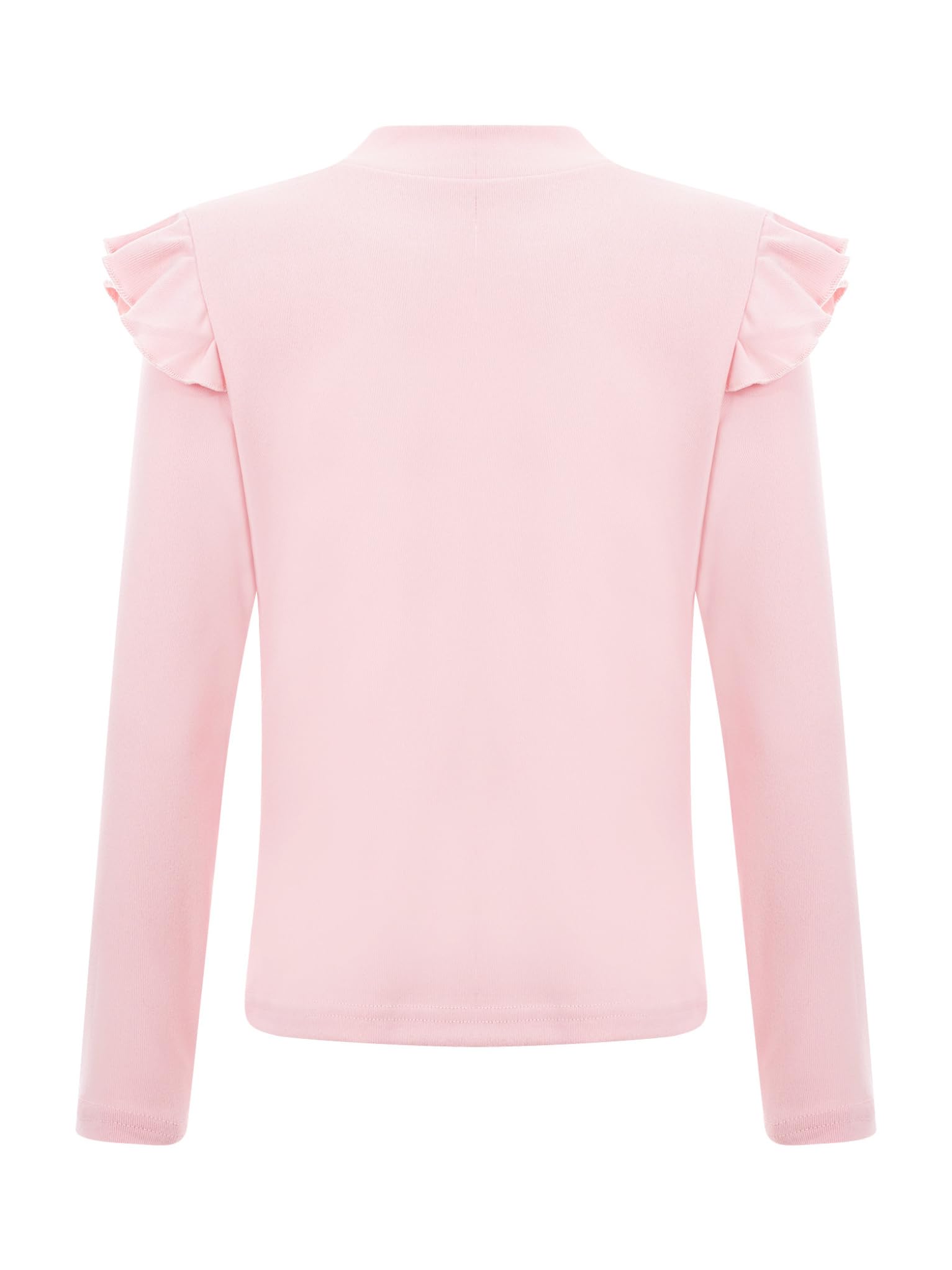 TTAO Kids Girls Thermal Underwear Tops Ruffles Long Sleeve Dance Ballet Yoga Training T-Shirts Dancewear Pink 5-6 Years