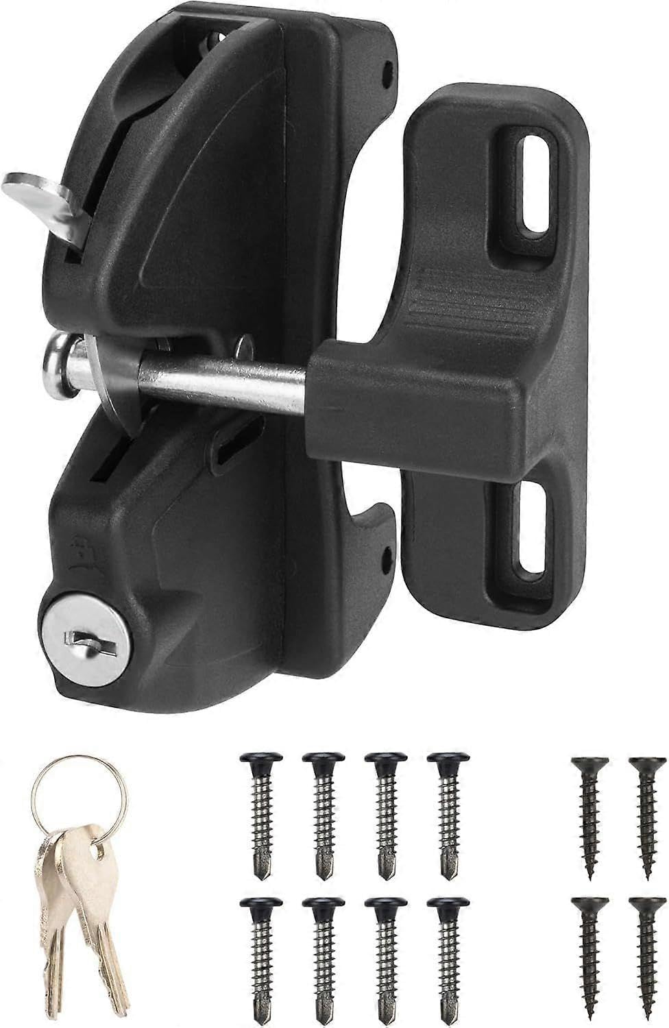 Joyhappst Image Color Key Lockable 2 Sided Gate Latch Key,Self Locking Gate Latch Gate Fence Lock For