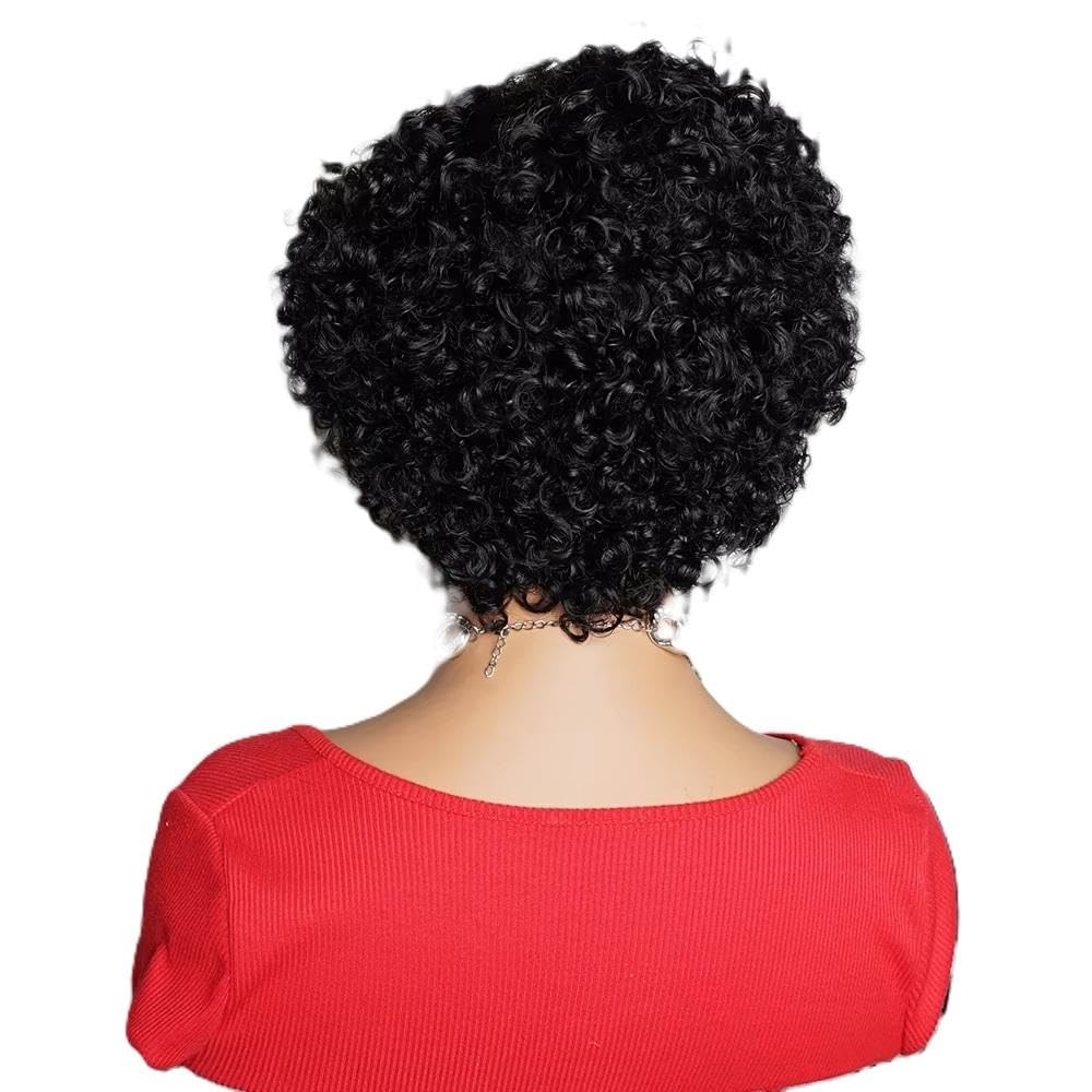 Haarpflege 6 Zoll Kurze Lockige Perücke Aus 100% Echthaar Ohne Kleber Für Damen | Braun