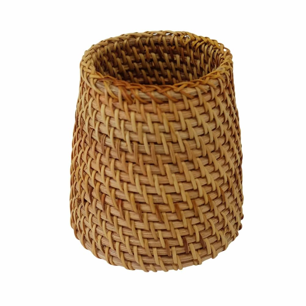 Aundhegrtt Handmade Rattan Pencil Holder, Makeup Brush Holder, Table Decor Organizer Cups for Stationery, Flower Vase