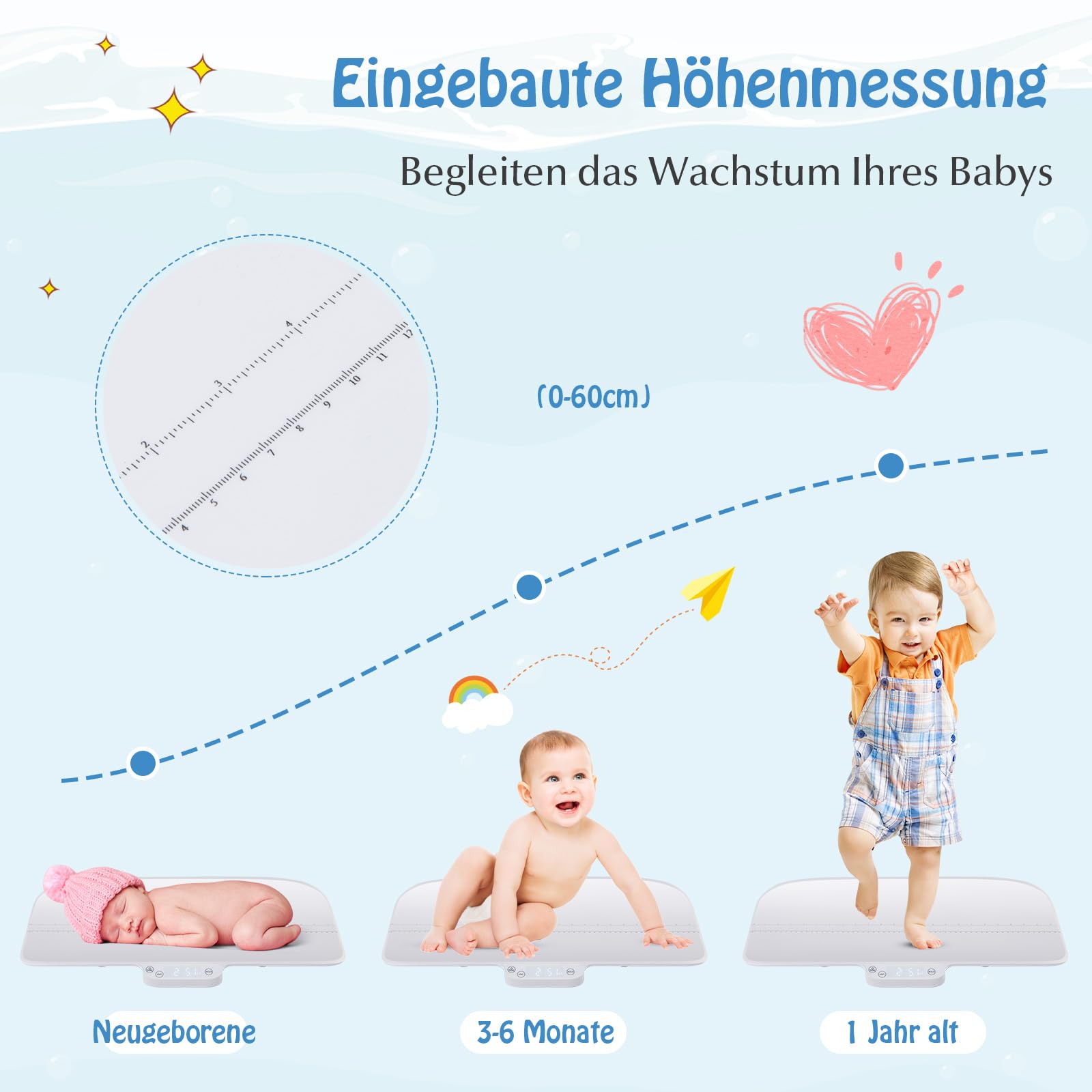 GOPLUS Báscula digital para bebé, báscula inteligente para bebés, función de sujeción y tara, pantalla LED, báscula multifuncional para mascotas, cuna para bebés y mascotas,