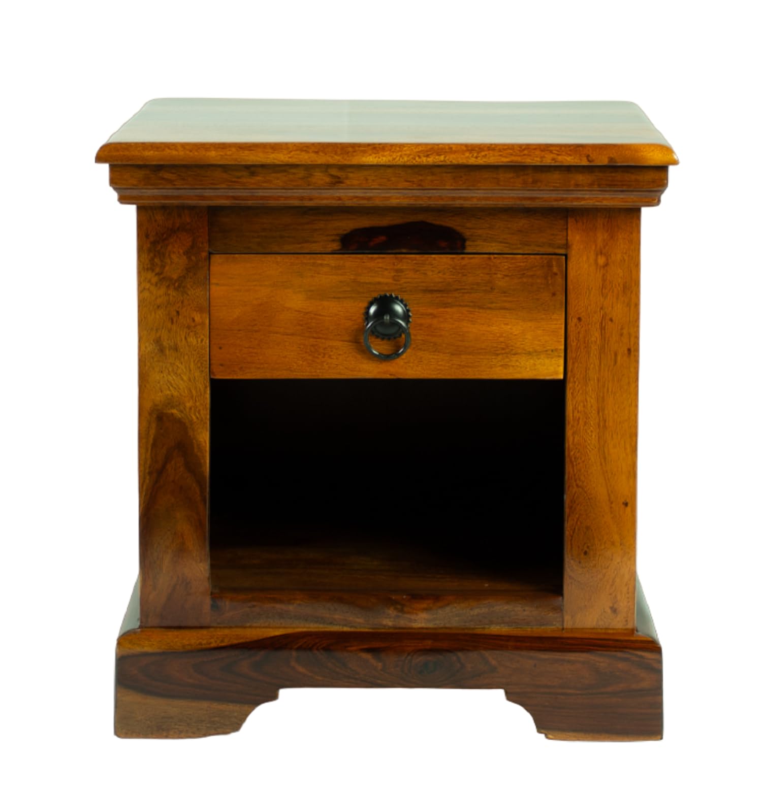 Sheesham Wood Bedside Table with Drawer Wooden Nightstand End for Living Room Home Bedroom Furniture (Honey Finish)-picture-29