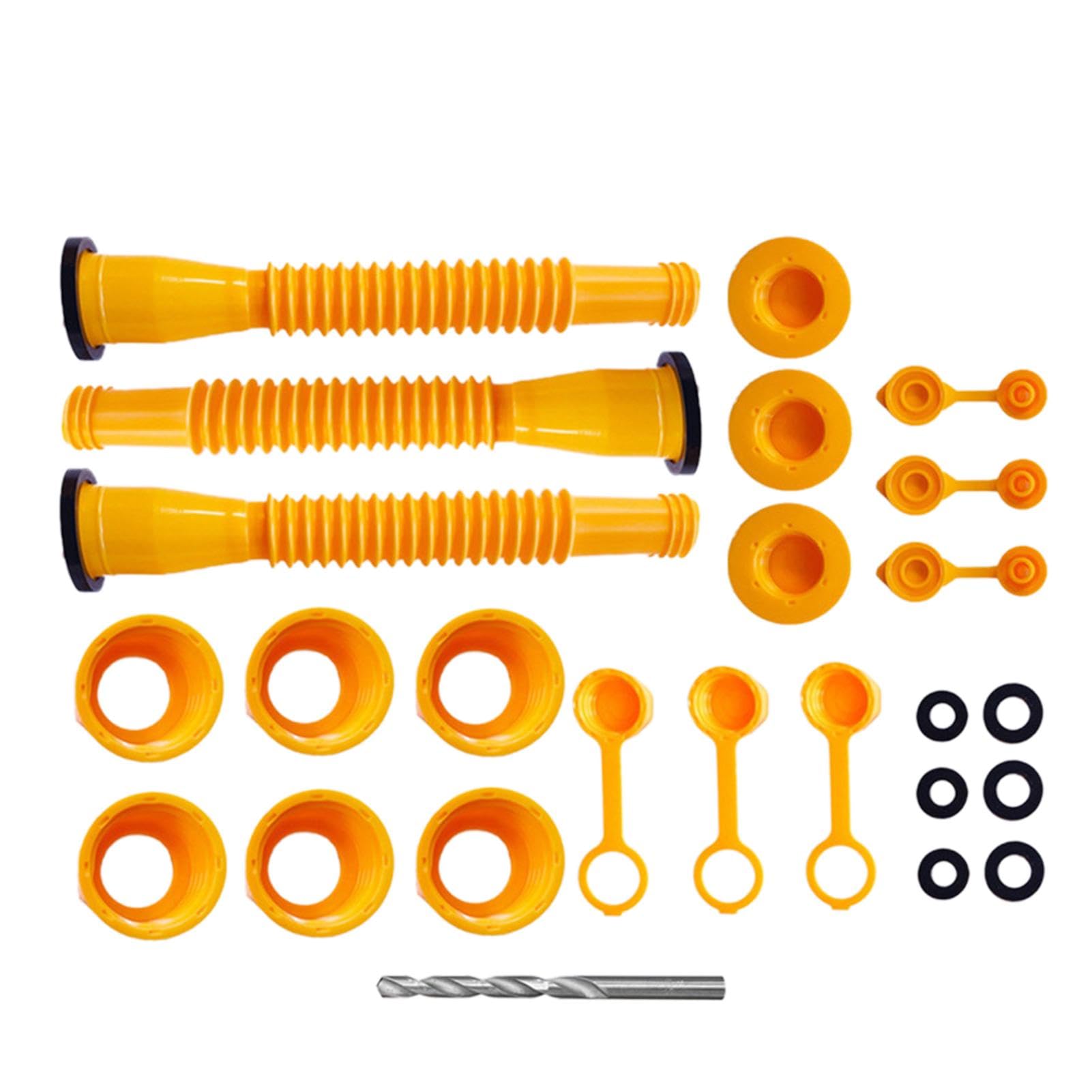 Kit Ricambio Beccuccio Flessibile Per Tanica Benzina 5 Galloni – Set 2 O 4 Pezzi Con Tappo E Trapano (Giallo) - 3