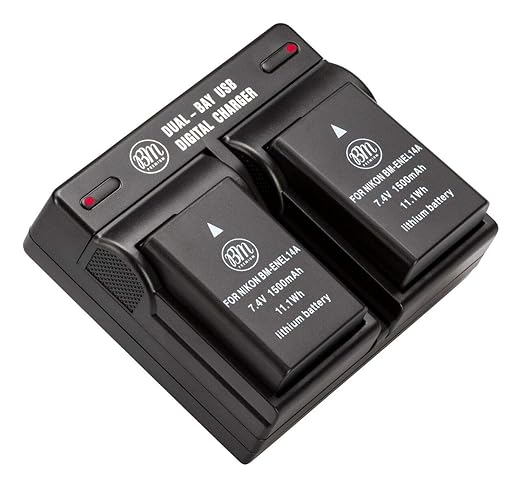 BM Premium 2 ENEL14, EN-EL14A Batteries and Dual Battery Charger for Nikon D3100, D3200, D3300, D3400, D3500, D5100, D5200, D5300, D5500, D5600, DF Coolpix P7000, P7100, P7700, P7800 Digital Camera