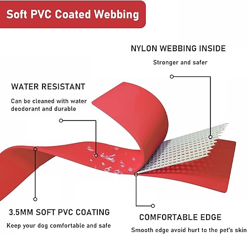 Miniatura 2 de Juego de collar y correa para perro, correas impermeables ajustables a prueba de olores para perros grandes, medianos y pequeños, correa de perro de