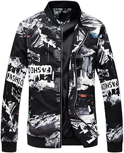 Image of HENGAO Men's Stylish Floral Bomber Jacket