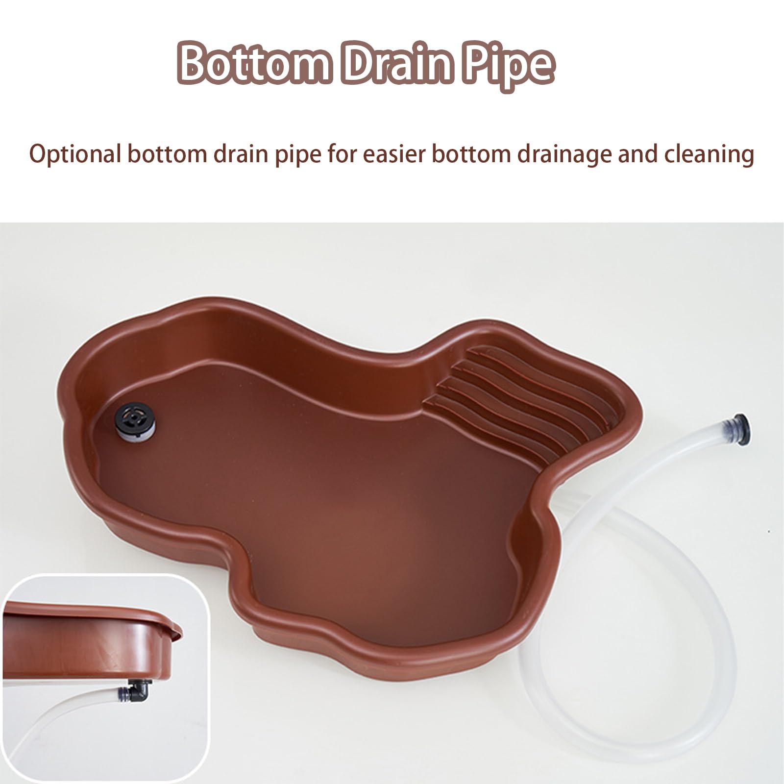 Gran Cuenco de Baño de Tortugas, Cuenco de Reptiles con Drenaje, Gran Cuenco de Agua de Reptil, Piscina para Reptiles Adecuado para Tortugas, Ranas Cornudas y Otros Anfibios y Reptiles(B)