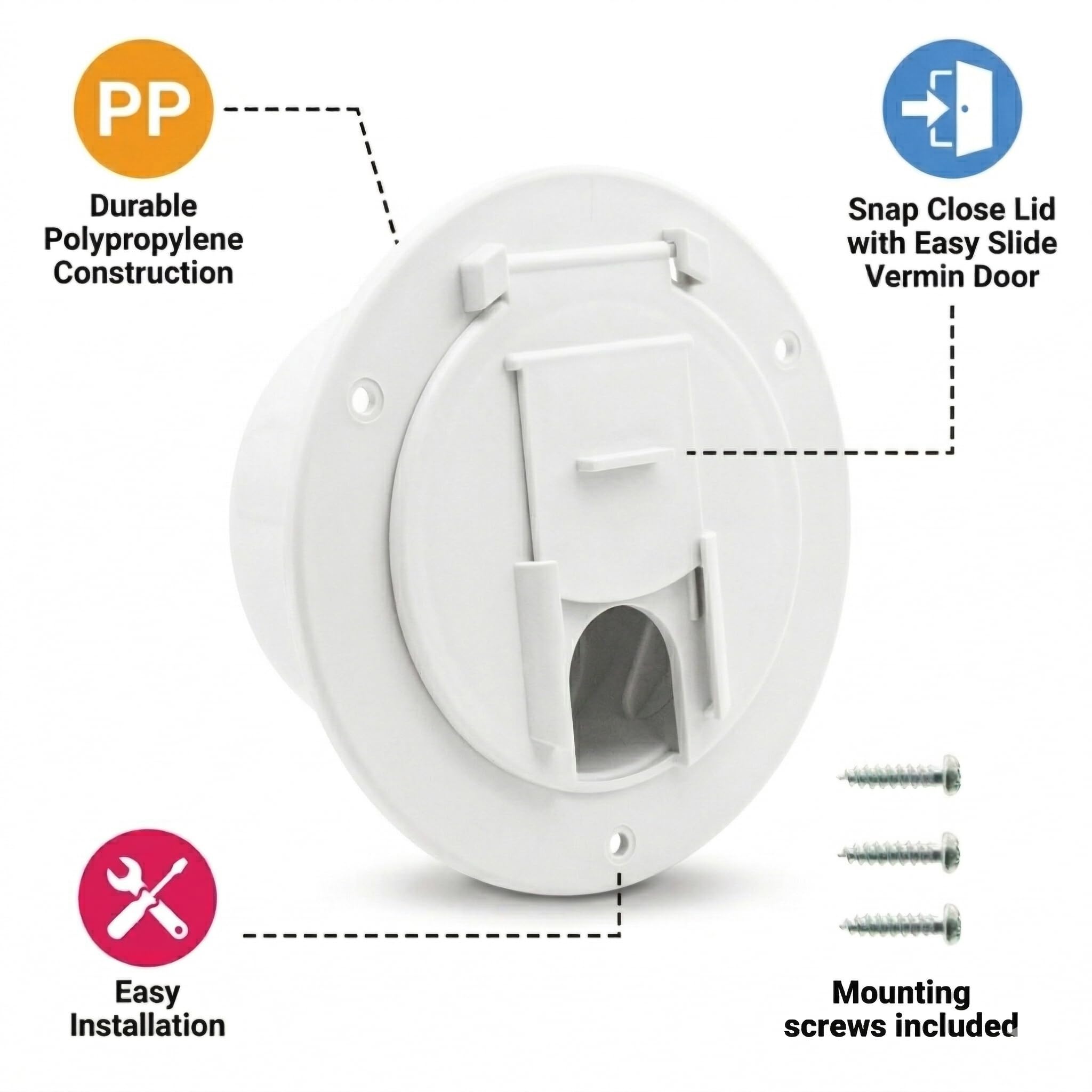 Halotronics Okrągły kabel elektryczny 12.7 cm 30 przewodów 50 A - biały - funkcje zatrzaskowej pokrywy łatwa instalacja