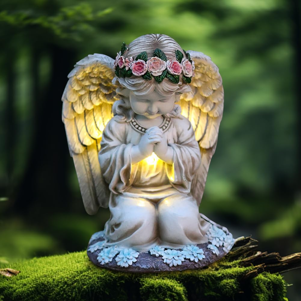 Statua di Angelo Solare per Giardino Esterno - Decorazione Illuminata a LED con Luce Calda, Ornamento per Prato/Patio/Balcone - Scultura da Giardino | Leroy Merlin