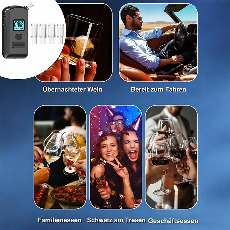 30 unidades 6 paquetes de boquillas de prueba de alcohol respiratorio universales para coche portátil alcoholímetro