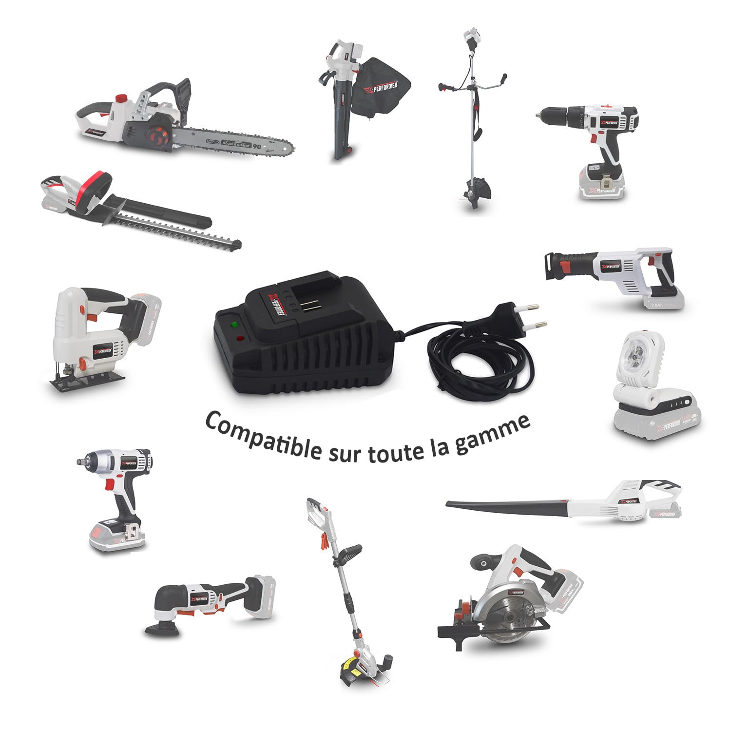 Pack 2 Batteries Concept 20V Lithium 2 Ah Compatible pour la Gamme d'outils Electro-portatifs X-PERFORMER + Chargeur