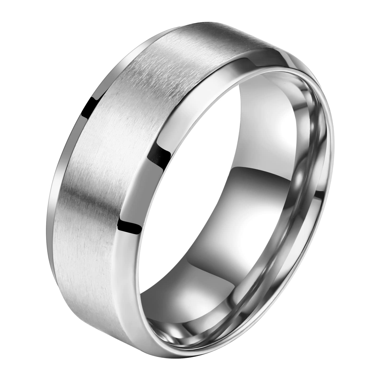 Men's Ring Width Men's Ring 8 mm Stainless Steel Band Ring Rings Black Valentine Love Couple Engagement Engagement Rings Wedding Polished Men's Accessories, stainless steel,