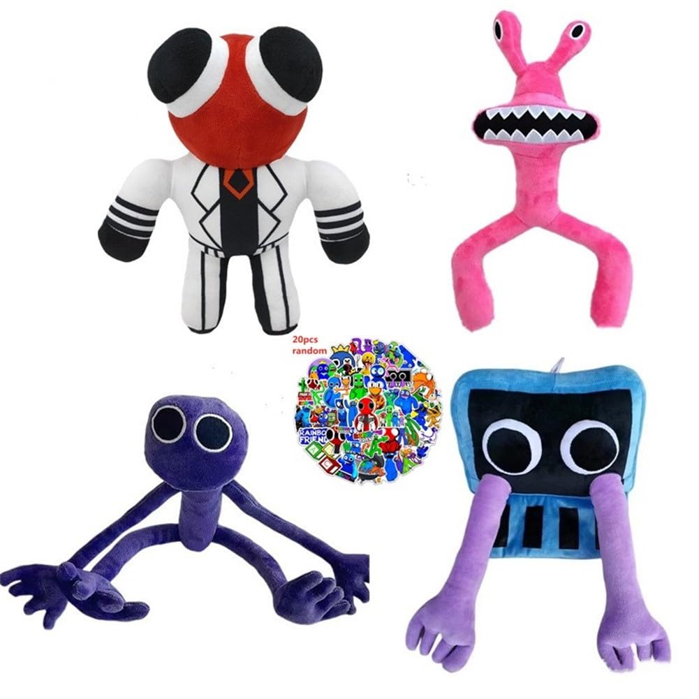 smilewill 4pcs Rainbow Friends Plush Toy Cartoon Game Character Doll Blue Monster Stuffed Toy Children Gifts 30cm (B set), 12inch