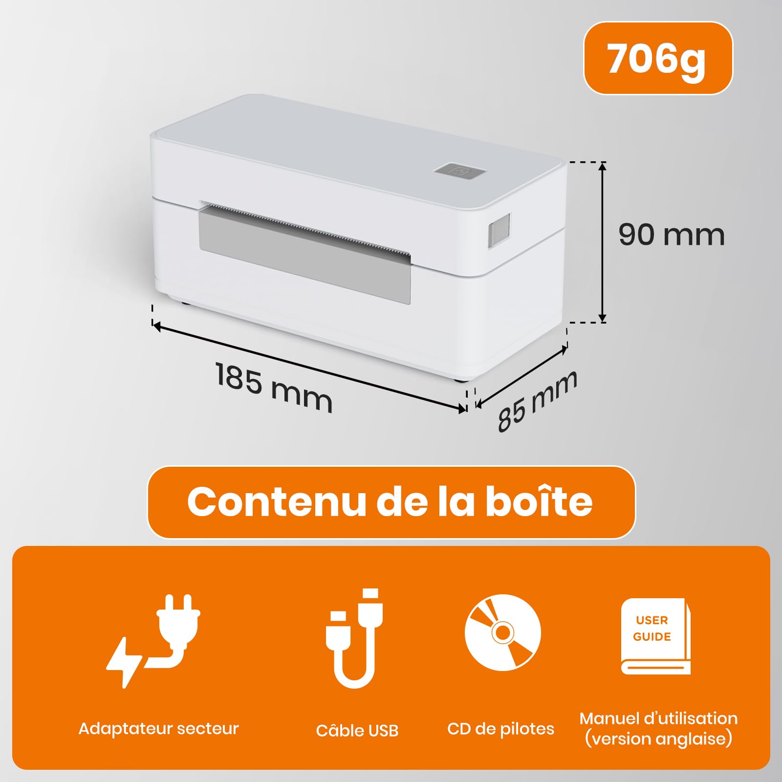 DHL Imprimante d'étiquettes Bluetooth 4 x 6 étiquettes d'expédition Imprimante thermique pour Shopify Ebay Etsy DPD UPS Code-barres Compatible avec iOS, Android, Windows, Mac, Linux