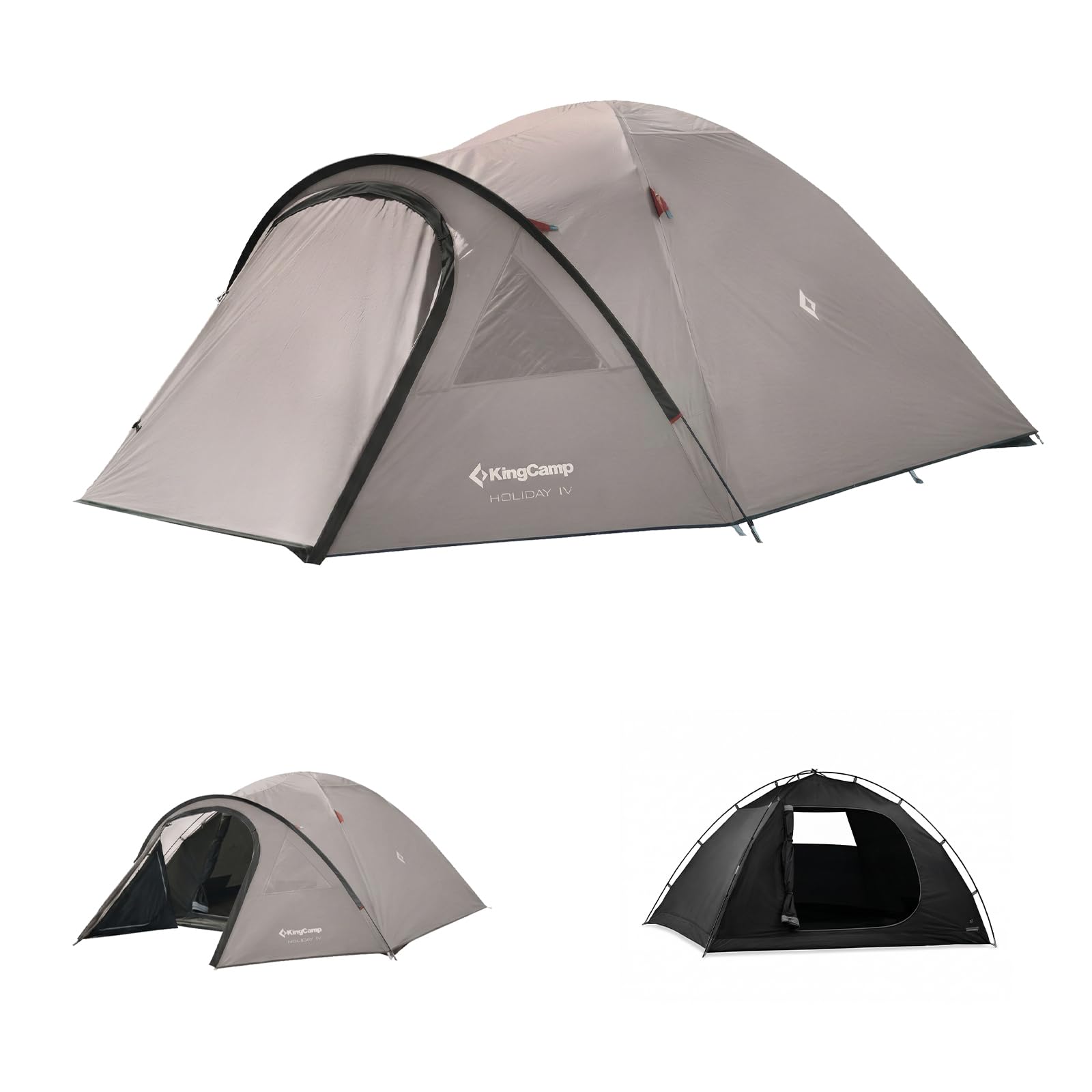KingCamp Zelt 4 Personen, Geräumiges Camping Zelt mit Vorraum & PVC-Fenster, Einfach Aufzubauendes Doppelzelt, 3000mm Wasserdichtes Zelt, Leichtes Kuppelzelt für Outdoor Garten Camping