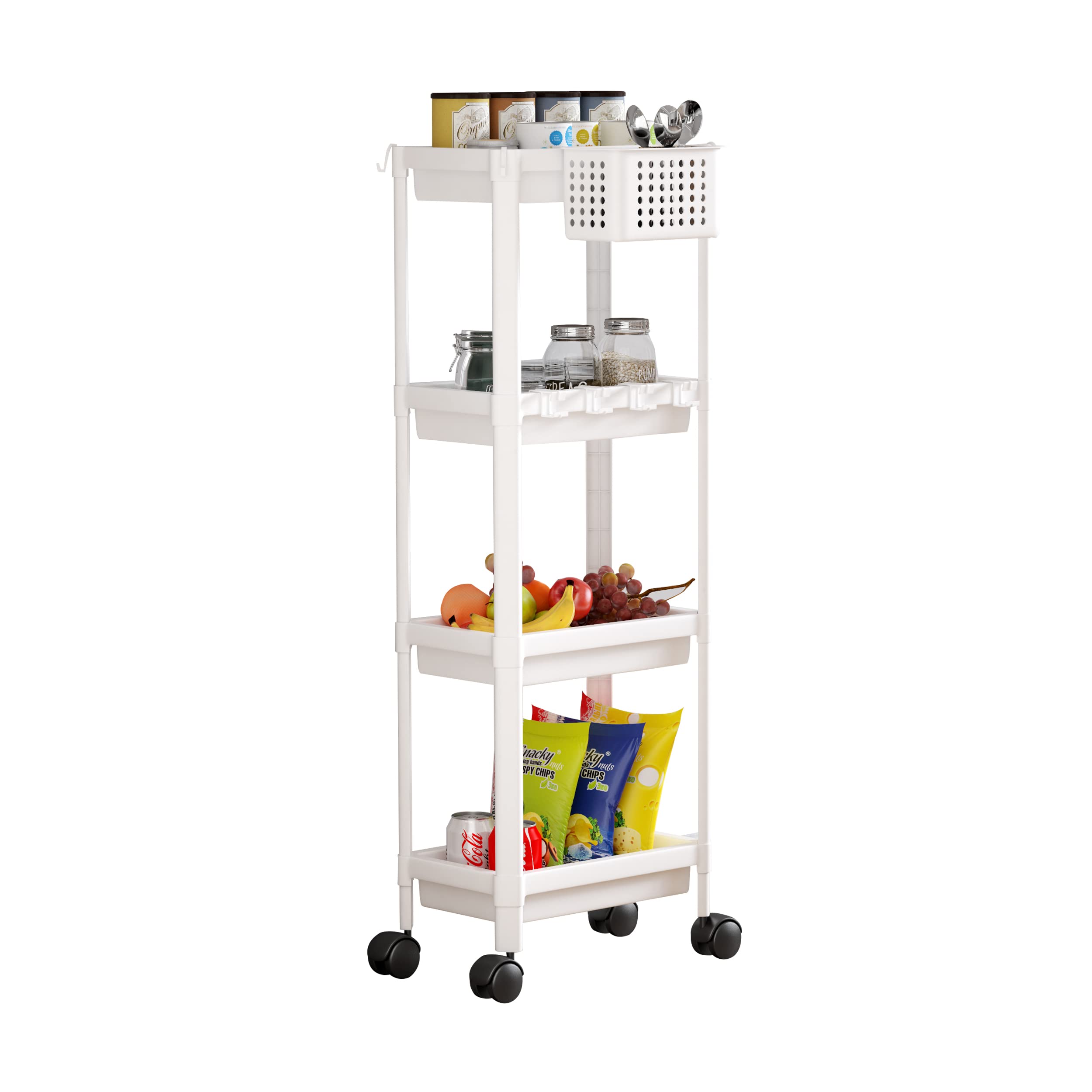 Buy Liangduo Narrow Storage Trolley Carts,4Tier Slide Out Rolling