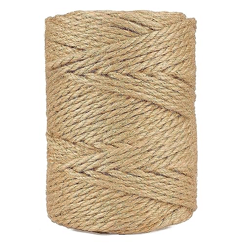 4mm Jute Twine, 328 Feet Braided Natural Jute Rope,Brown Jute Burlap String Heavy Duty and Thick Twine Hemp Rope for DIY Arts Crafts, Gardening, Bundling?Home Decorating, Cat Scratching Post
