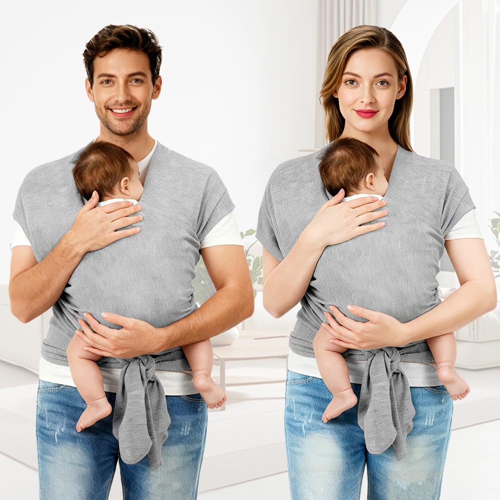 AOOWU Fascia Neonato Porta Bebè, Elastica Fascia per Neonati, Facile da Indossare, Marsupio Bambino in Tessuto Morbido, Leggero, Regolabile e Unisex, Adatta Fino a 15 kg