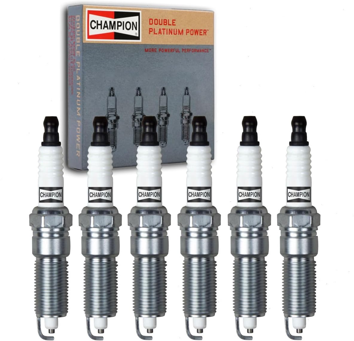 6 pc Champion Double Platinum Spark Plugs compatible with Dodge Grand Caravan 3.3L 3.8L V6 2001-2010