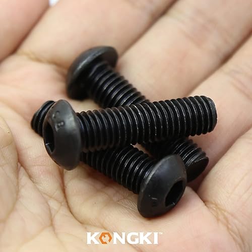 Miniatura 6 de Tornillos de cabeza de botón M8-0.049 x 1.772 in, acero de aleación de grado 10.9, unidad de enchufe Allen, acabado de óxido negro, rosca completa,