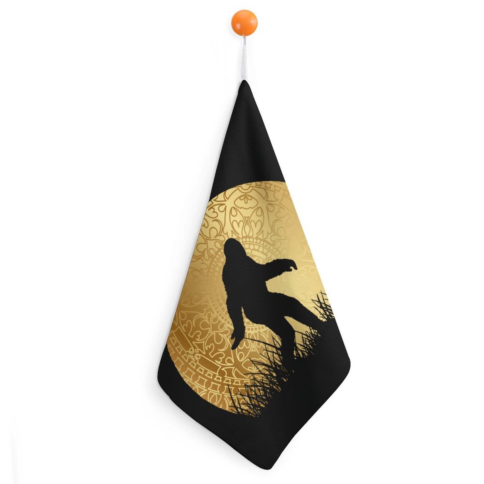 TXFBTRFSA Bigfoot Sasquatch And Moon Hand Towels with Hanging Loop Kitchen Towel Handkerchiefs Cleaning Cloths