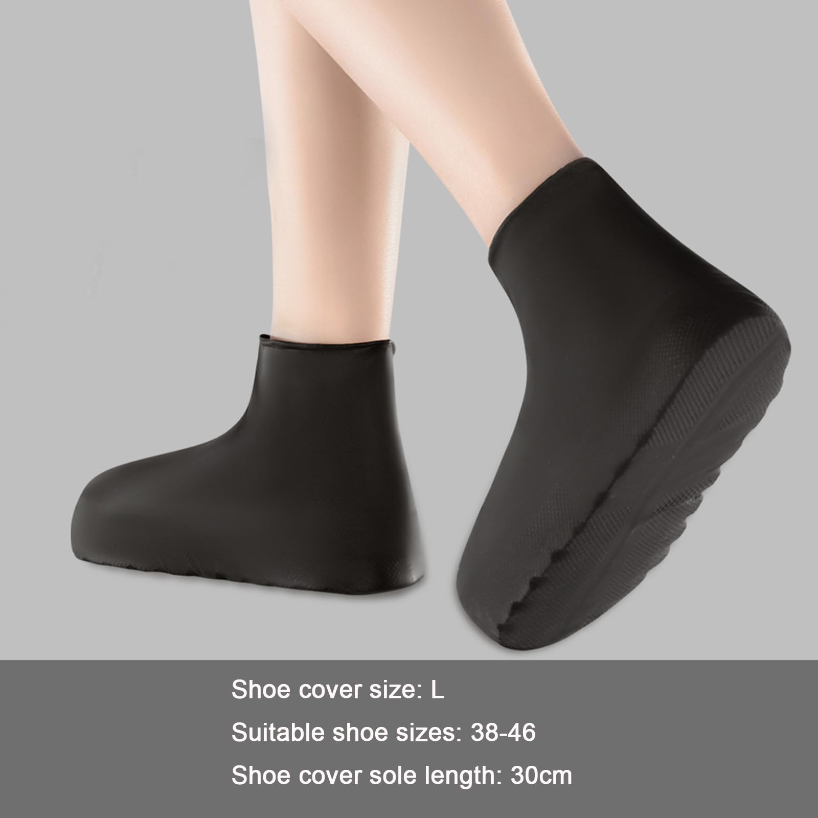 4 Paia Copriscarpe Antiscivolo E Impermeabili – Tessuto Oxford Con Suola In Gomma, Riutilizzabili (Nero, Taglia Unica) - 3