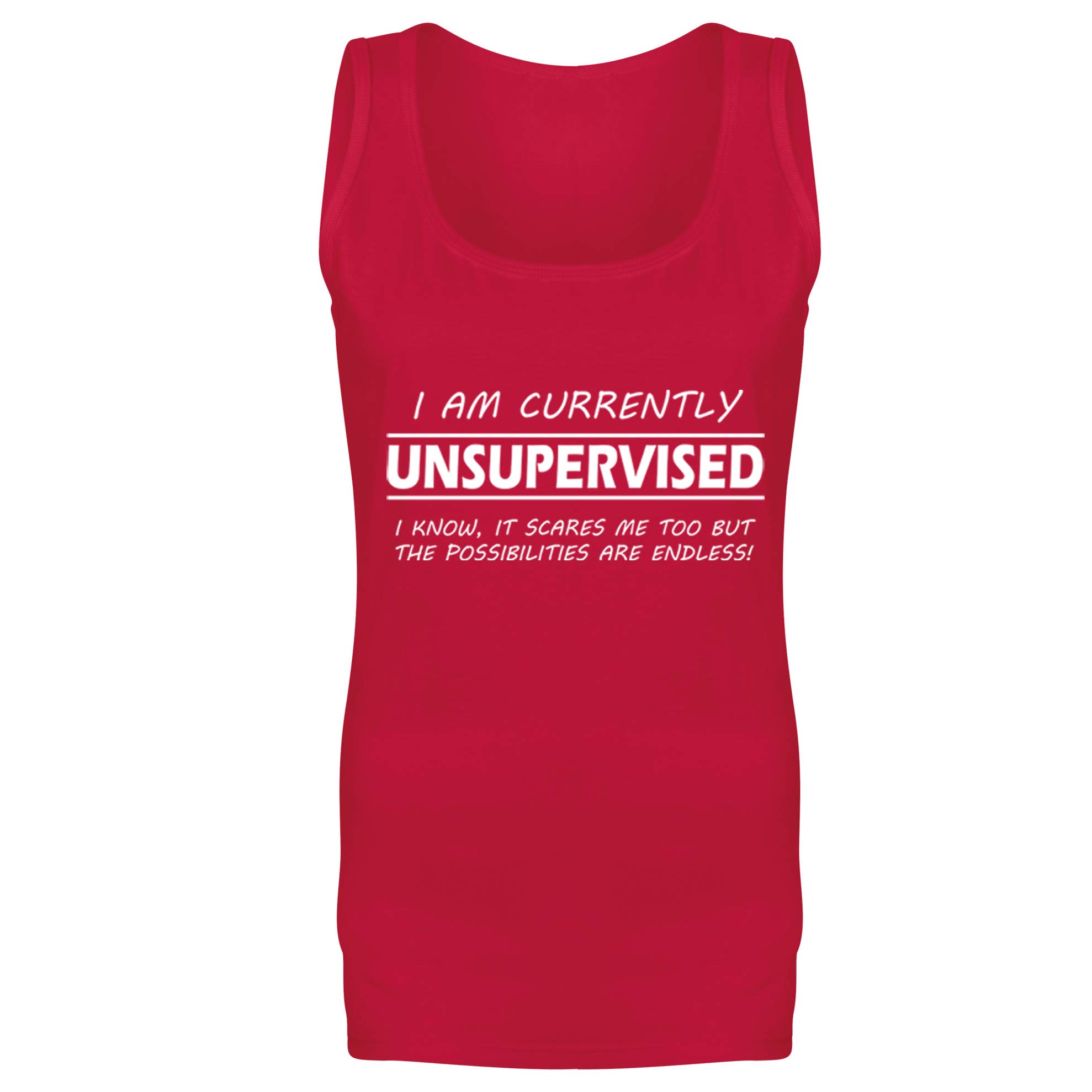 I'm Currently Unsupervised Funny Slogan Womens Vest Tank Top Red UK 12 (L)