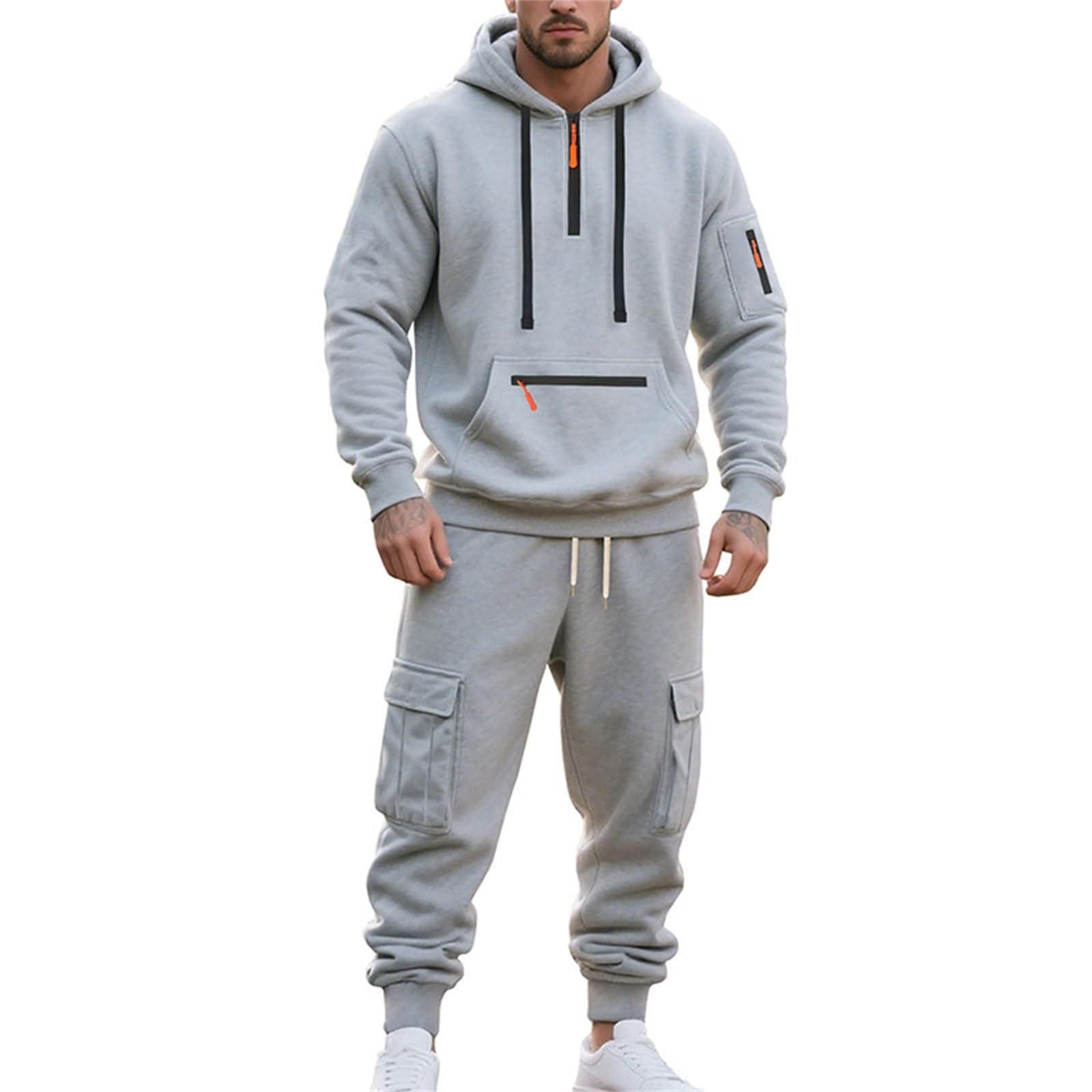 Tuta da uomo Insieme Inverno, Set da uomo chic e casual, tuta da corsa in palestra fitness, abbigliamento urbano moderno, abbigliamento autunno inverno caldo, abbigliamento felpa con cappuccio