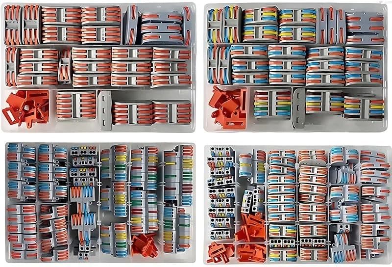 Quick Electrical Connectors Compact Push-in Conductor SPL Splitter Wiring Cable Connector Butt Terminal Block AWG28-12(A kit (64pcs))