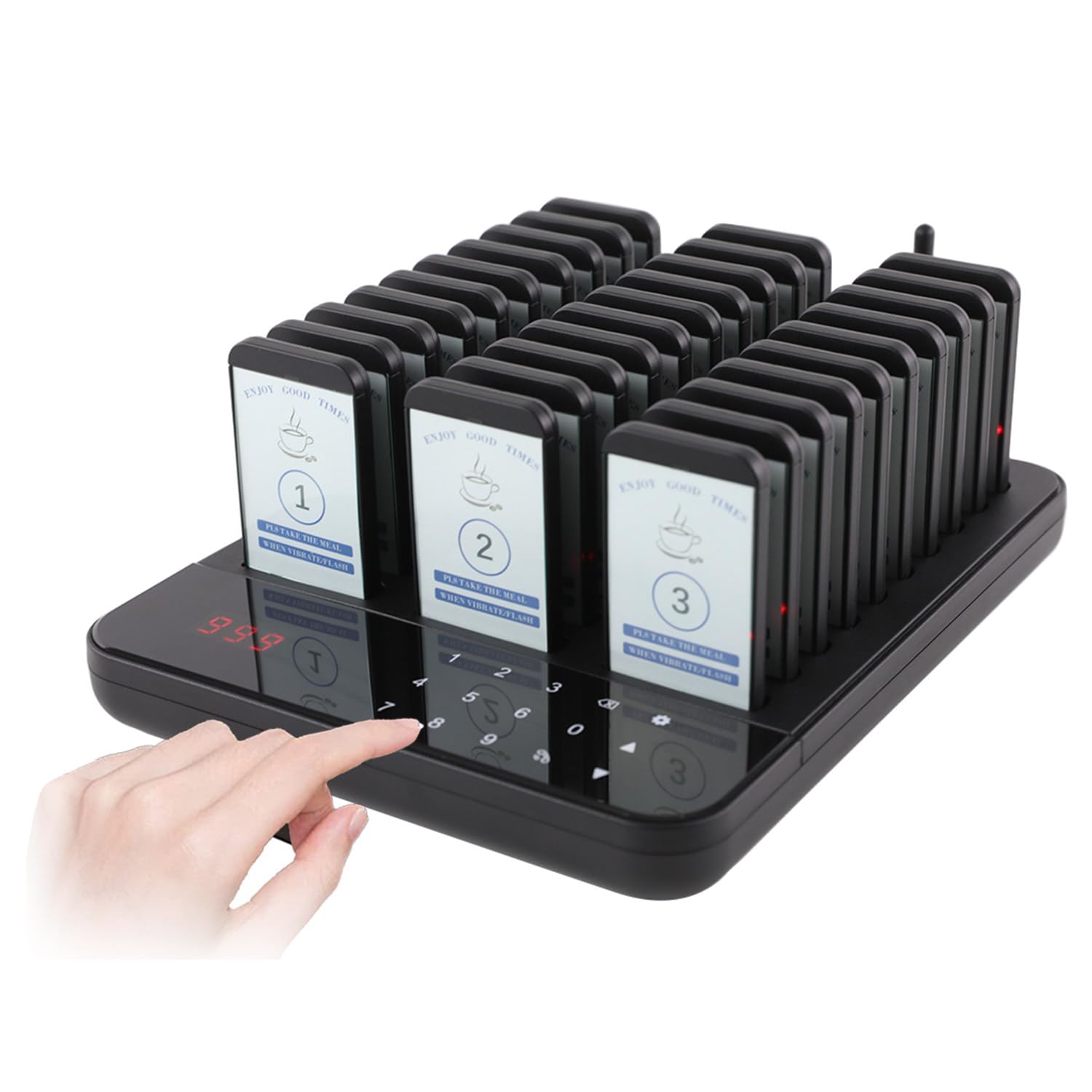 JSMDLN Restaurant Pager System,Wireless Calling Syste-20/30 Order Buzzers,1640ft Long Range Pagers,with Vibration Flash and Buzzer for Food Trucks Restaurant Bar 30*Receiver