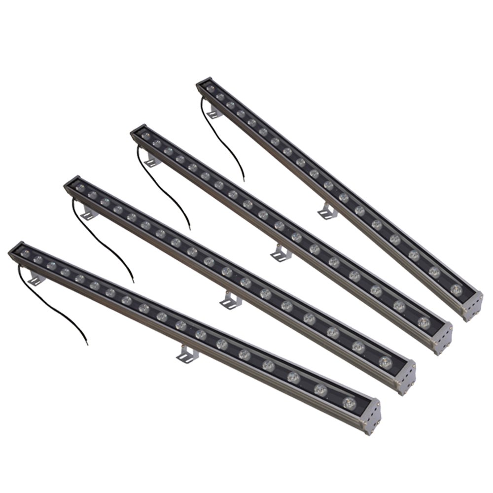 IP65 Waterproof 18W LED Wall Washer AC85-265V Input Building Floodlights 1000mm Long Linear Lamp - Pack of 4 (Yellow)