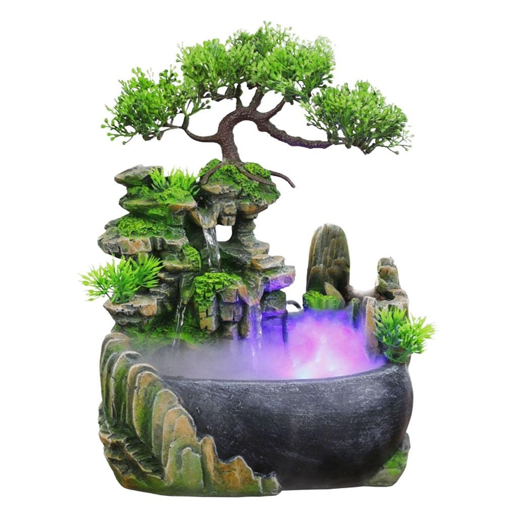 UJEAVETTE Table Fountain Rockery Landscape Bonsai Statue Spray Water Fountain with Fog-image-42
