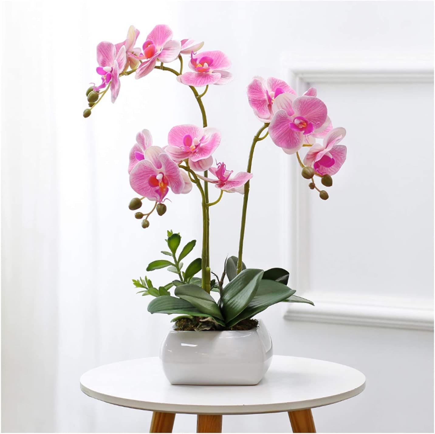 MYUYEE Artificial Flower Artificial Flowers Decorative Porcelain Vase Artificial Flowers Artificial Phalaenopsis Flowers Plant Pot