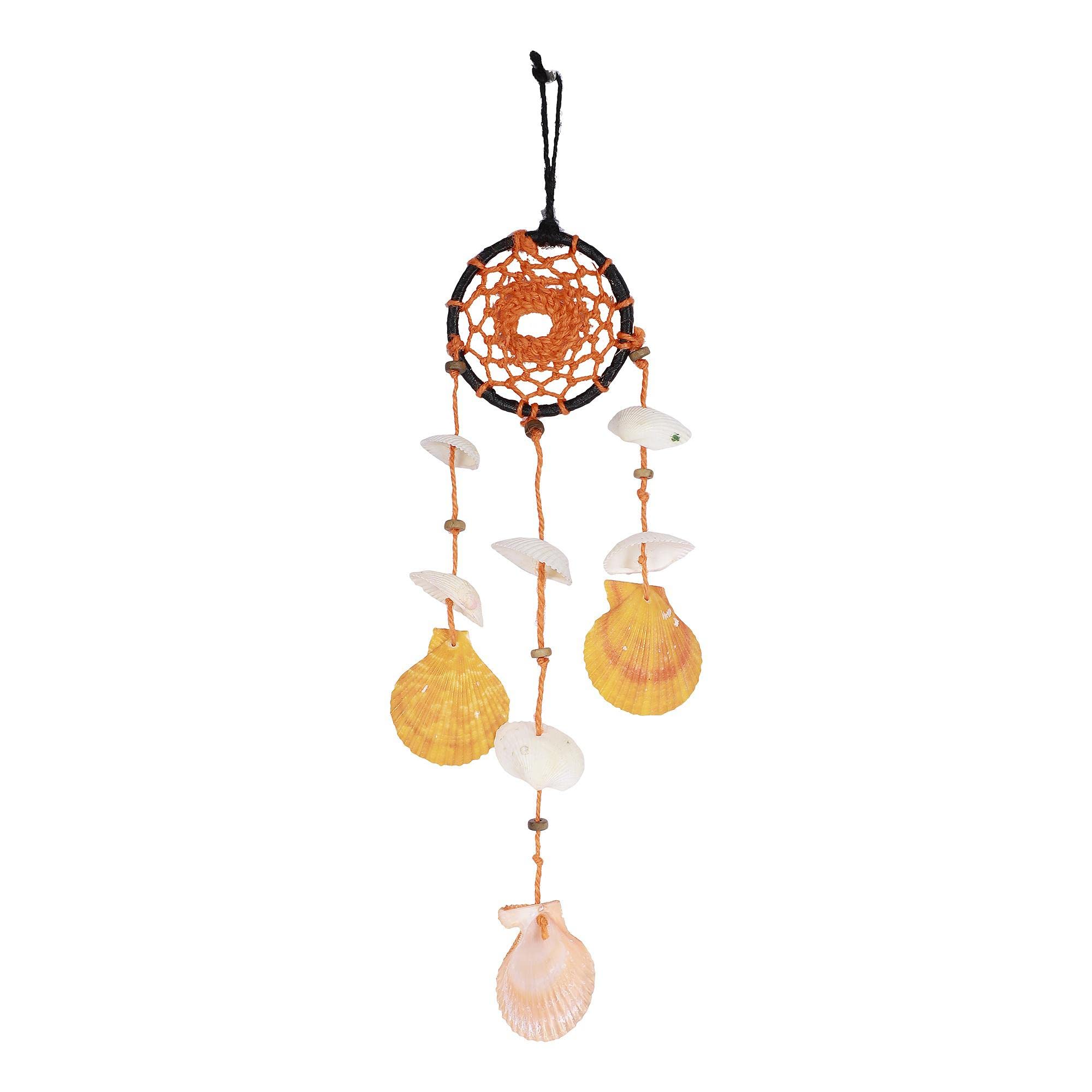 Anaish Articrafts Handmade Fabric Orange Sea Shells Dream Catcher (7.6 cm x 7.6 cm x 15.3 cm, Multicolor, AA-DC-WH-001)