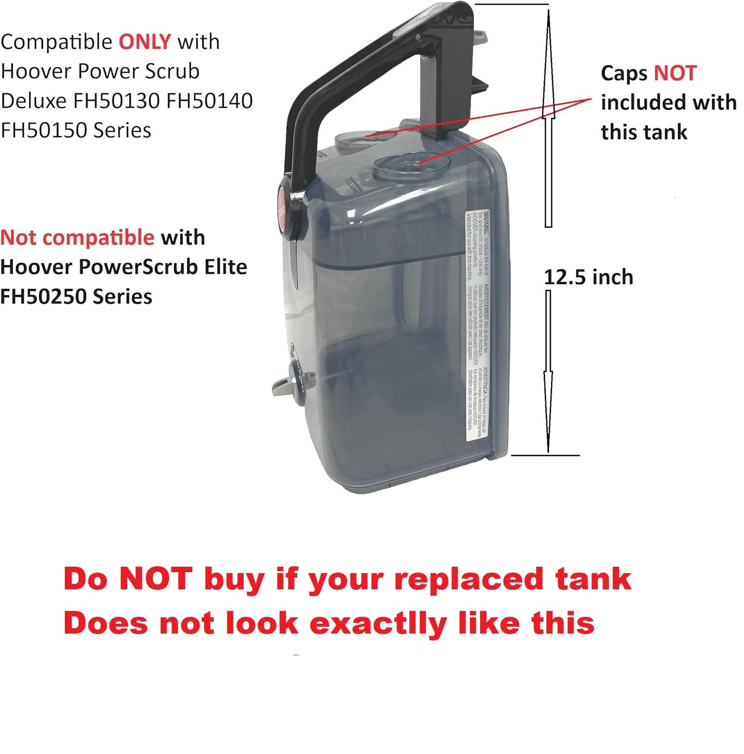 Hoover Power Scrub Deluxe FH50150 Clean Water Tank (Part 523991) – Replacement Only, No Cap