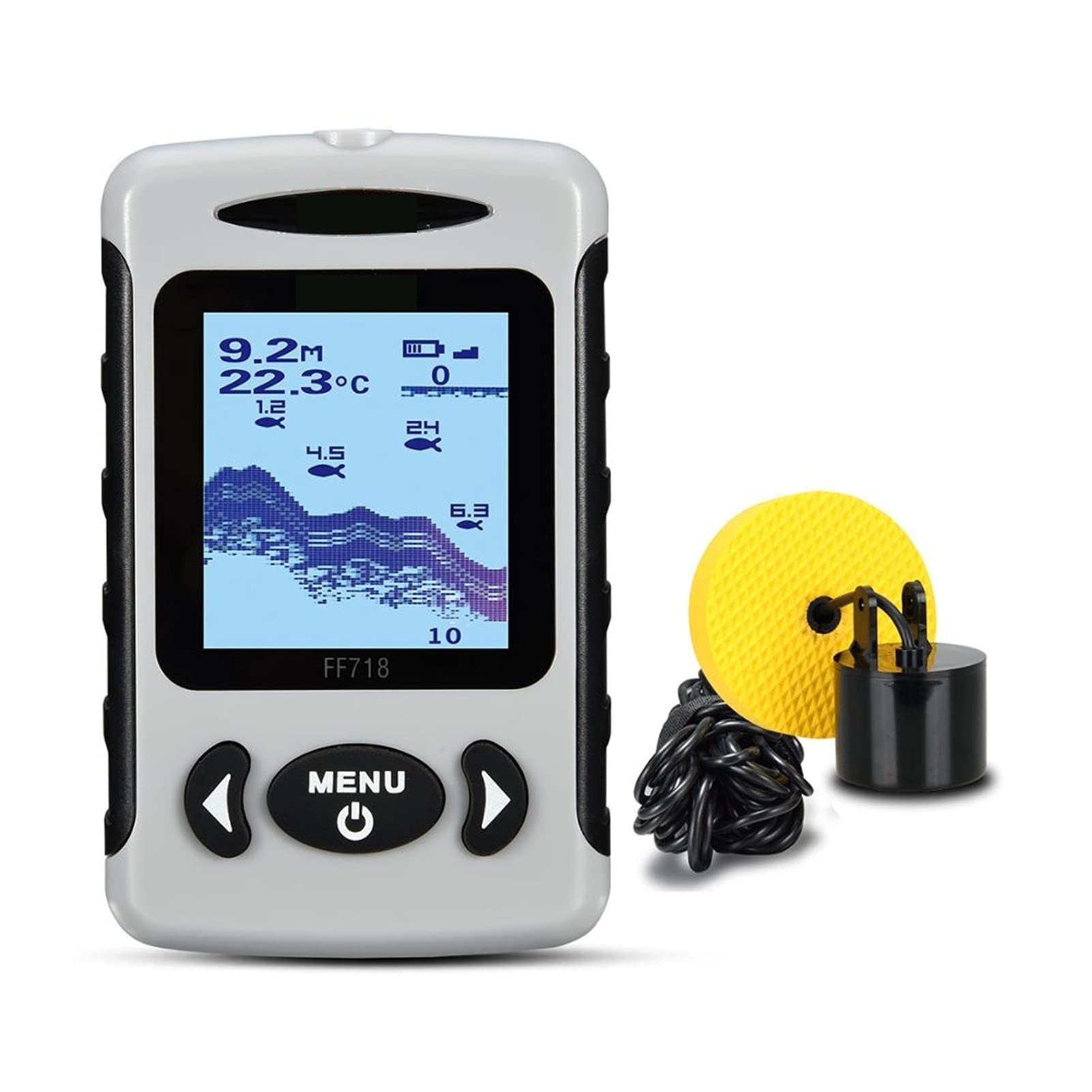 Buscador de Peces, 2. Pulgadas LCD Finder portátil de Pescado 200kHz / 83KHZ Doble Sonar Frecuencia 100M Detector Pesca con Hielo